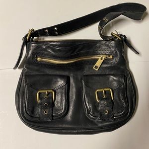 Authentic & gorgeous Marc Jacob’s Sofia shoulder bag, blk leather/gold accents